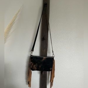 Leather Cowhide Fringe Crossbody